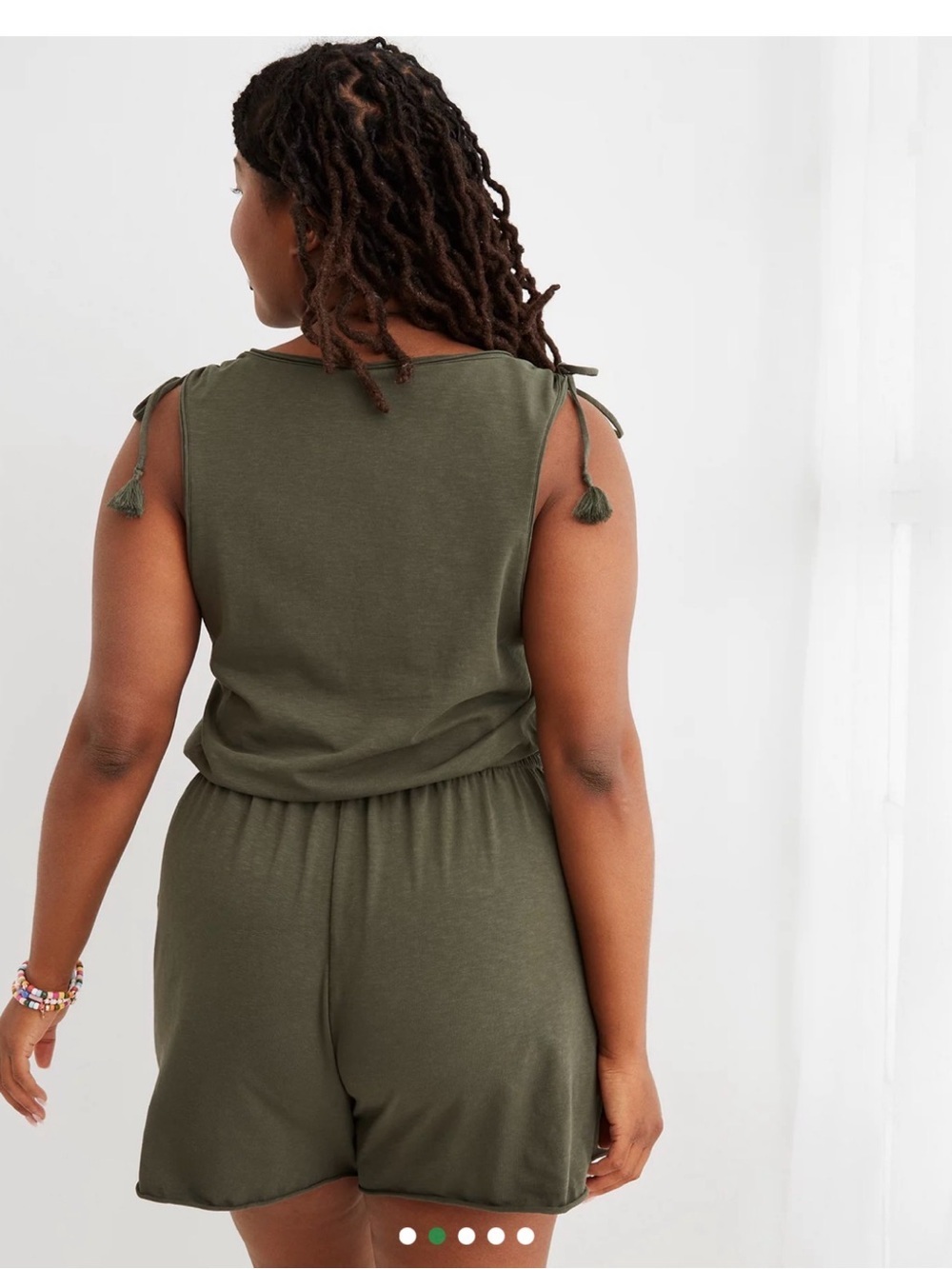 Aerie Ruched Romper Small/P Green - Picture 2 of 12